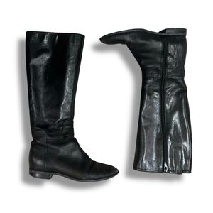 Vintage 90s black leather knee high boots